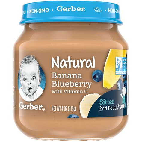 Pack Of 10 Gerber Natural Banana Blueberry With Vitamin C Baby Food
