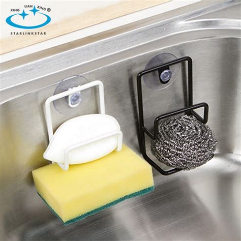 1pc Simple Suction Cup Double Iron Kitchen Racker Draining Rack Sink