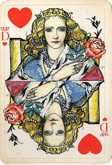 Playingcardstop1000 Hjortzberg Sweden Spelkort Queen Of Hearts