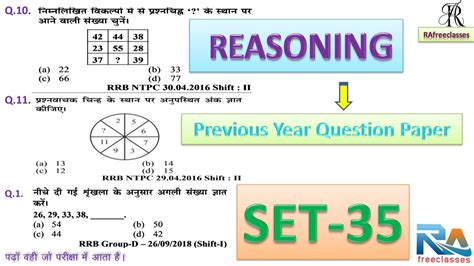 Reasoning परकटस Set 35 SSC Railway UPP RPF Constable Si