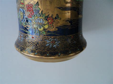 Carlton Ware Blue Royale Vase Asian Temple Scenes C 1920s Ebay