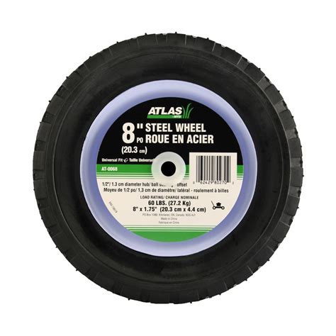 Atlas Replacement 8 Inch Steel Lawn Mower Wheel With Offset Ball