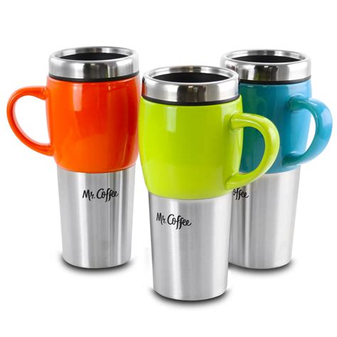 Mr Coffee Traverse 3 Piece 16 Ounce Stainless Steel And Ceramic Travel