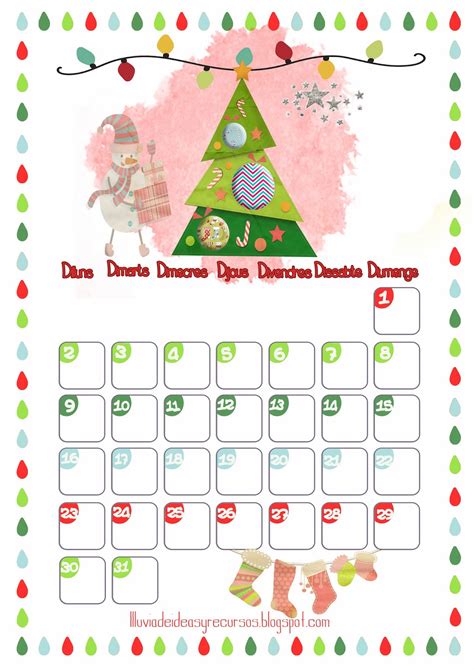 Descargables Calendario De Diciembre Lluvia De Ideas