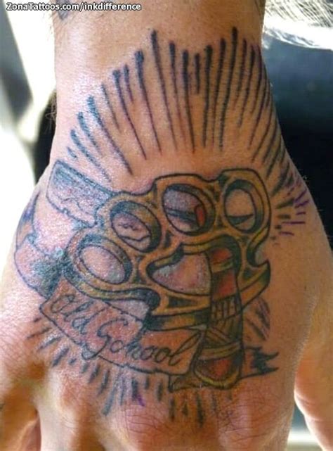 Tattoo Of Brass Knuckles Old School Hand
