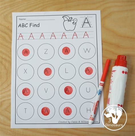 Free Abc Letter Find Uppercase Or Lowercase Printable 3 Dinosaurs