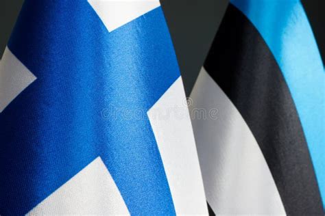 Flags Of Finland And Estonia As A Symbol Of Partnership Stock Image