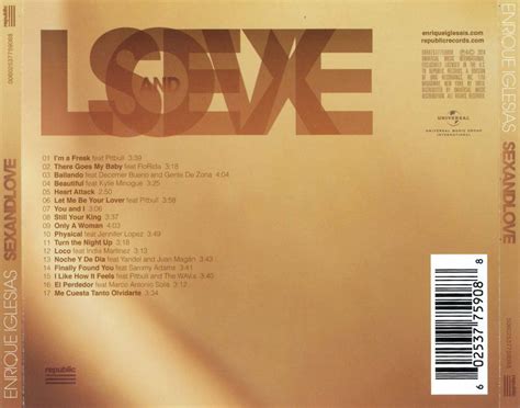 Carátula Trasera De Enrique Iglesias Sex And Love Deluxe Edition
