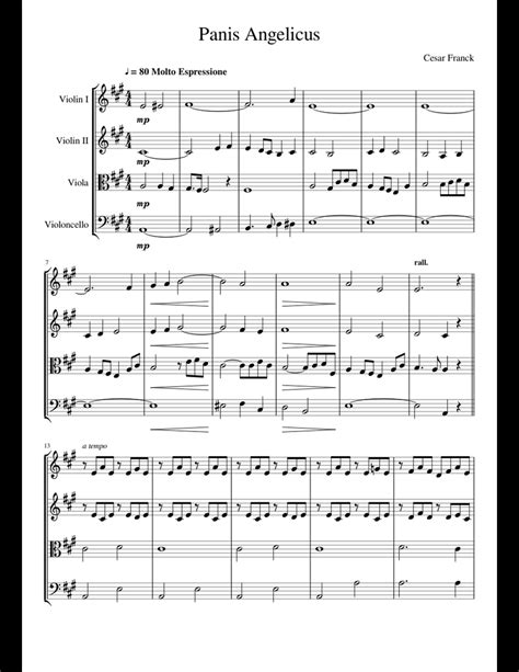Free violin sheet music for baa, baa, black sheep in different keys. Panis Angelicus String Quartet Accompaniment sheet music for Violin, Viola, Cello download free ...