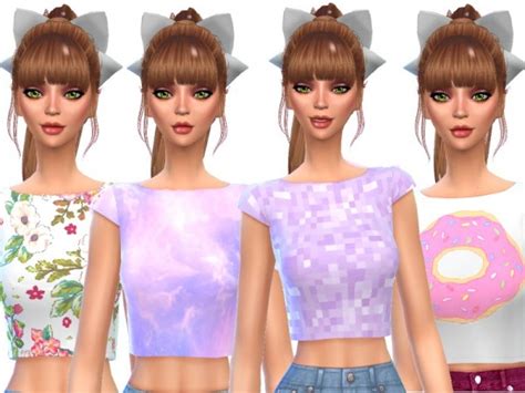 The Sims Resource Pastel Gothic Crop Tops By Wickedkittie • Sims 4