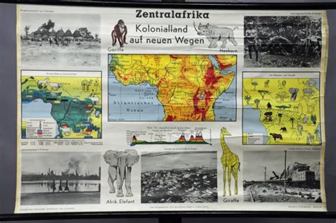 Rollable Map Of Africa Vintage Poster Wall Chart Eur 14298 Picclick Fr