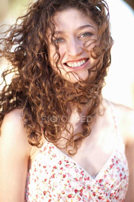 Smiling Woman Standing Outdoors — Front View 20 To 24 Years Stock