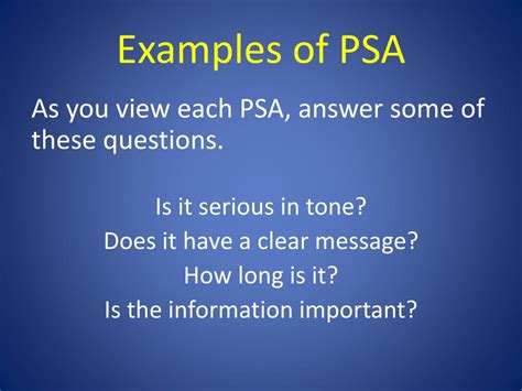 Ppt The Psa Powerpoint Presentation Free Download Id2709004