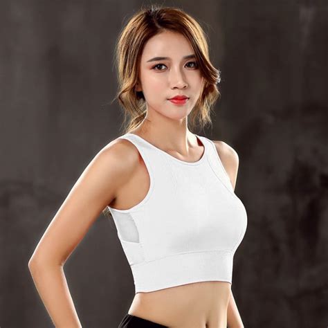 2018 Women Breathable Cotton Crop Tops Women Shockproof Padded Workout