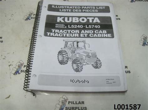 Kubota L5240 L5740 Tractor And Cab Illustrated Parts List 97898 23540