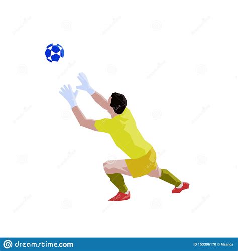 Soccer Goalkeeper Catching Ball Abstract Geometric Isolated Vector
