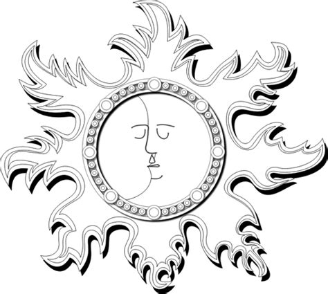 Outline Vector Illustration Of Sun And Moon Public Domain Vectors