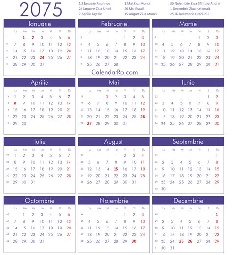 Calendar 2075