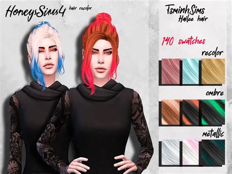 The Sims Resource Tsminh S Hailee Hair Retextured By Honeyssims4