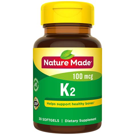 Nature Made Vitamin K2 100 Mcg Softgels 30 Count For Bone Health