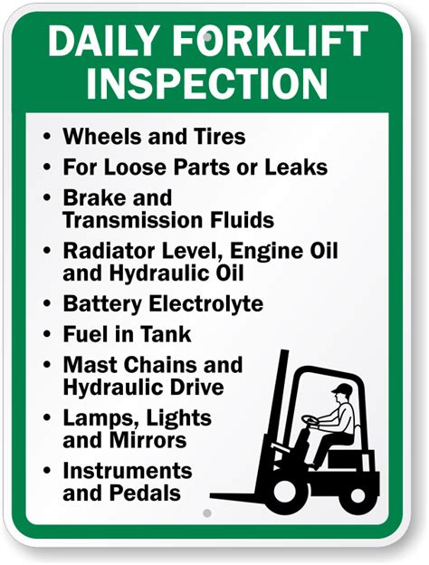 Forklift Inspection Signs