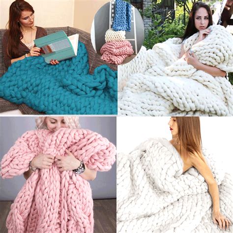 Warm And Comfy Handmade Chunky Knit Blanket Knitted Blankets Knitted Throws Wool