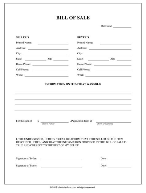 If the golf cart will be driven on certain public roadways, the state/county may require it to be registered and insured. Free Printable Bill Of Sale Form Form (GENERIC)