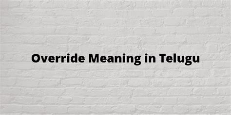 Override Meaning In Telugu తెలుగు అర్థం
