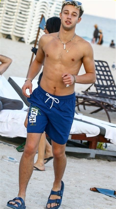cameron dallas shirtless and bare feet in blue shorts at the beach fit males shirtless and naked