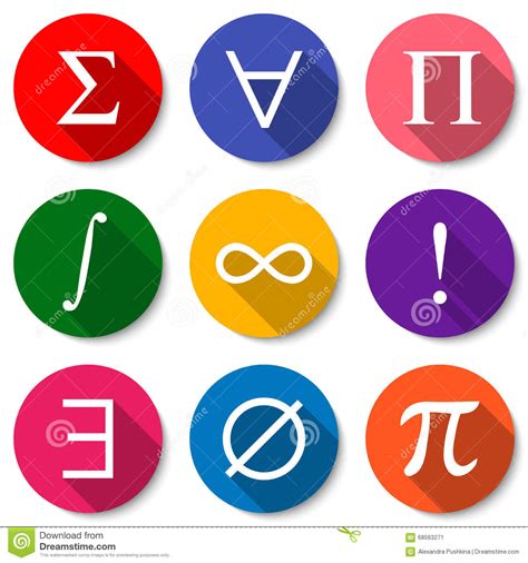 Wiskundige Symbolen Reeks Kleurrijke Vlakke Wiskundepictogrammen Met