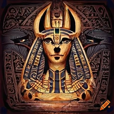 Anubis Tattoo With Egyptian Symbols And Hieroglyphs On Craiyon