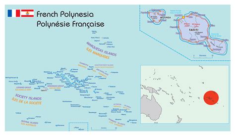 Large Political Map Of French Polynesia French Polynesia Oceania