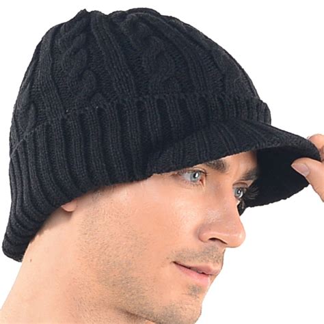 Men Women Fleece Lined Newsboy Cap Newsboys Hat Knit Visor Beanie
