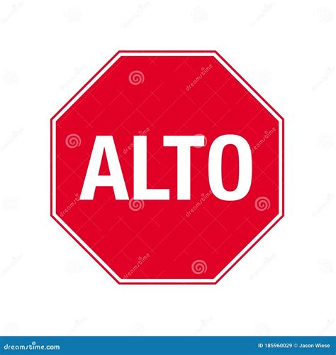 Vector Spanish Alto Stop Sign Stock Vector Illustration Of Banner