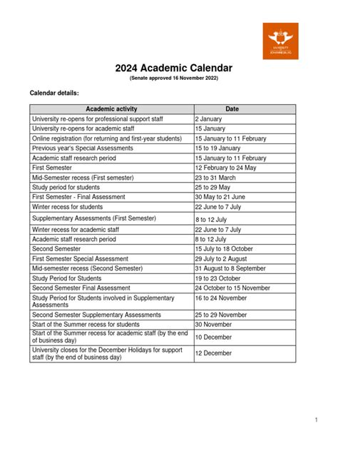 2024 Academic Calendar Pdf