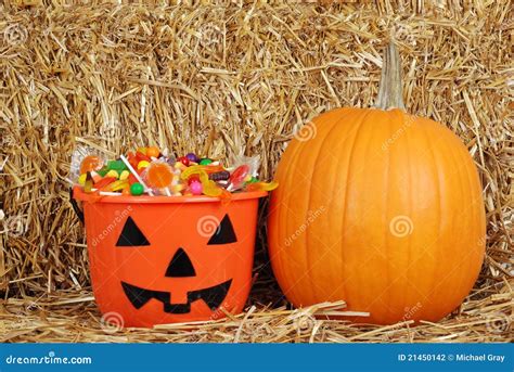 Halloween Candy With A Pumpkin Stock Photo Image Of Farm Closeup