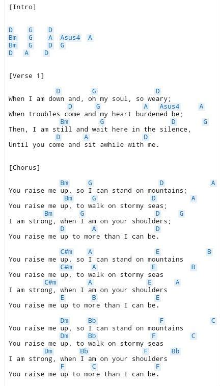 You Raise Me Up | Guitar chords and lyrics, Ukulele chords songs