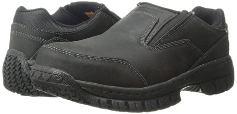 Skechers Mens Hartan Leather Steel Toe Slip On Safety Shoes Black