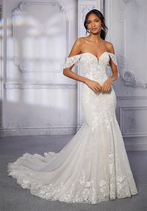 Pearls And Crystals On Lace Mermaid Wedding Dress Morilee