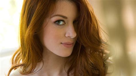 Redhead Green Eyes Face Necks Stoya Pornstar Women Closeup Depth Of Field Digital