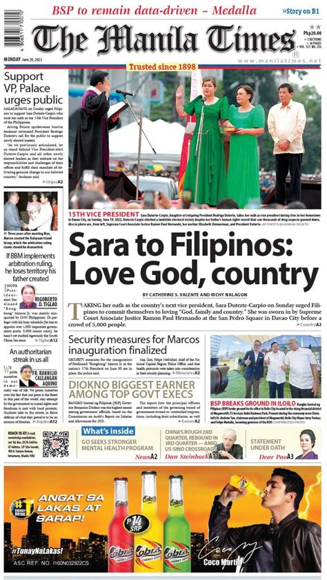 The Manila Times Front Page June 20 2022 The Manila Times