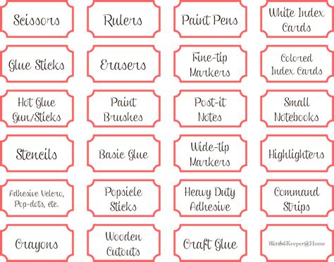 Printable Storage Labels