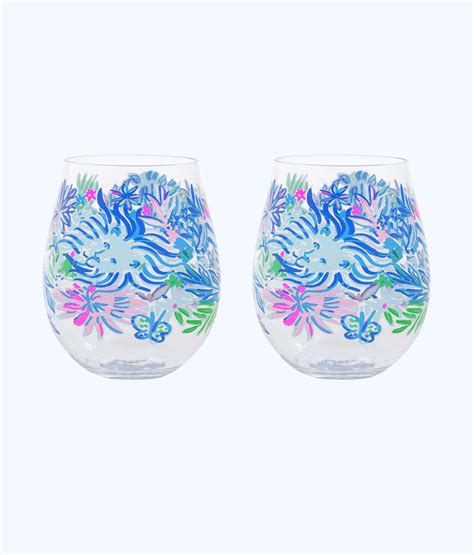 Wine Glass Acrylic 550686 Lilly Pulitzer Wine Glass Set Cute Wine Glasses Acrylic Wine