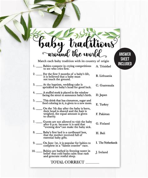 Baby Traditions Around The World Baby Traditions Baby Traditions Game Baby Shower Game