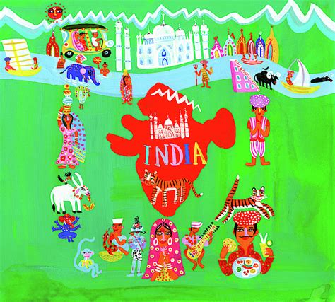 Map Of India Surrounded By Indian Greeting Card By Ikon Ikon Images