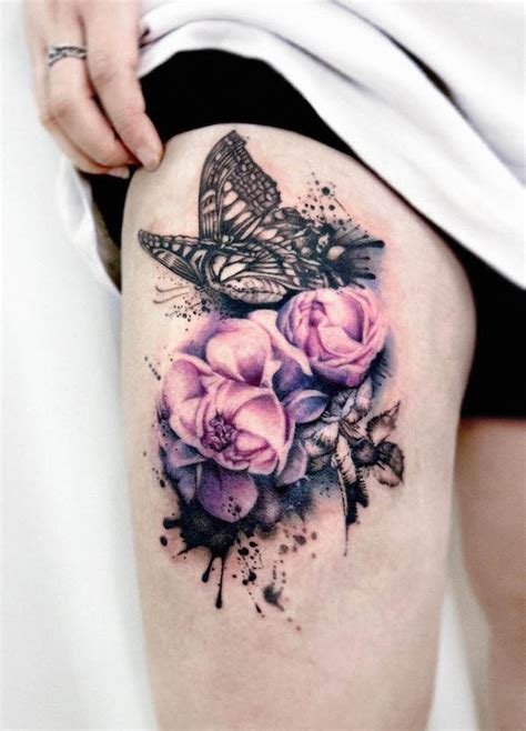 discover more than 65 butterfly and roses thigh tattoos latest in eteachers
