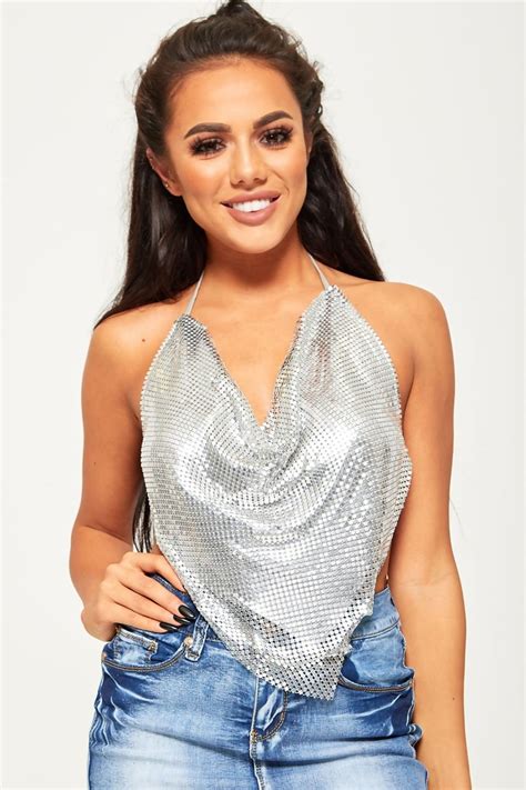 Silver Chainmail Halter Neck Top Halter Neck Top Halter Neck Tops