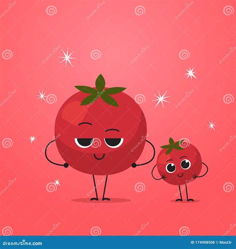 Cute Red Tomato Characters Couple Funny Cartoon Mascot Vegetable