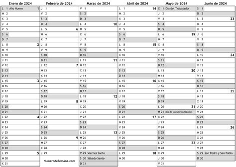 Calendario Para 2024 Con Días Festivos E Números De Semana Almanaques