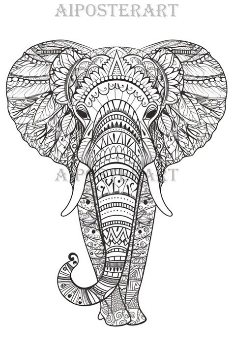 Mandala Style Elephant Coloring Page For Adults Printable Coloring